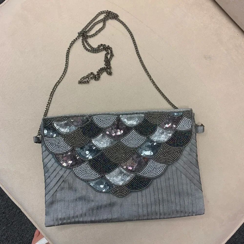 Vintage Seed Bead & Sequin Scalloped Evening Bag